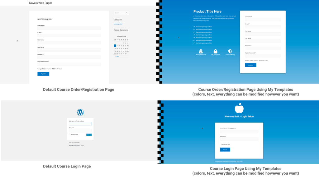 Before and After With My Page Templates